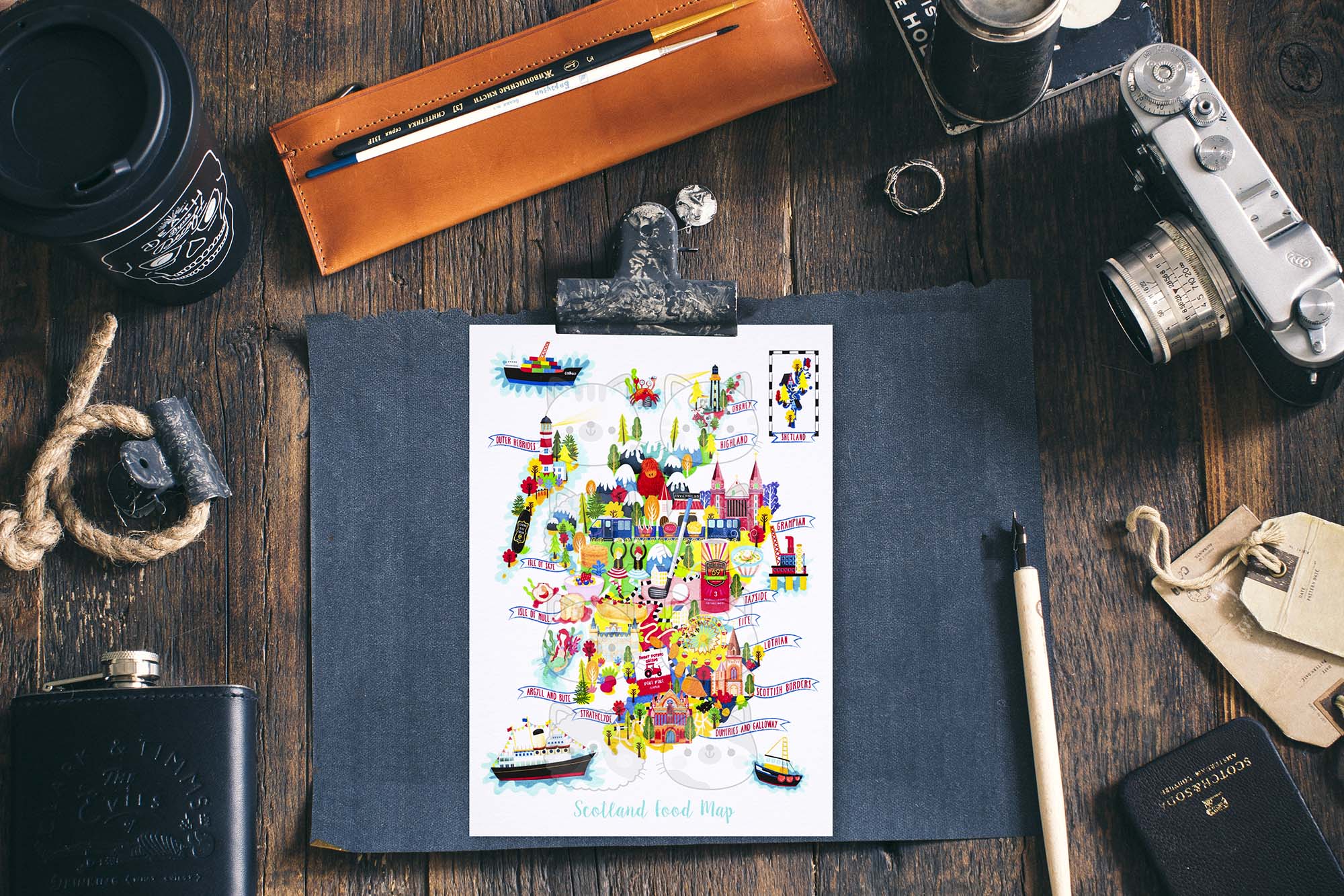 Scotland map postcard