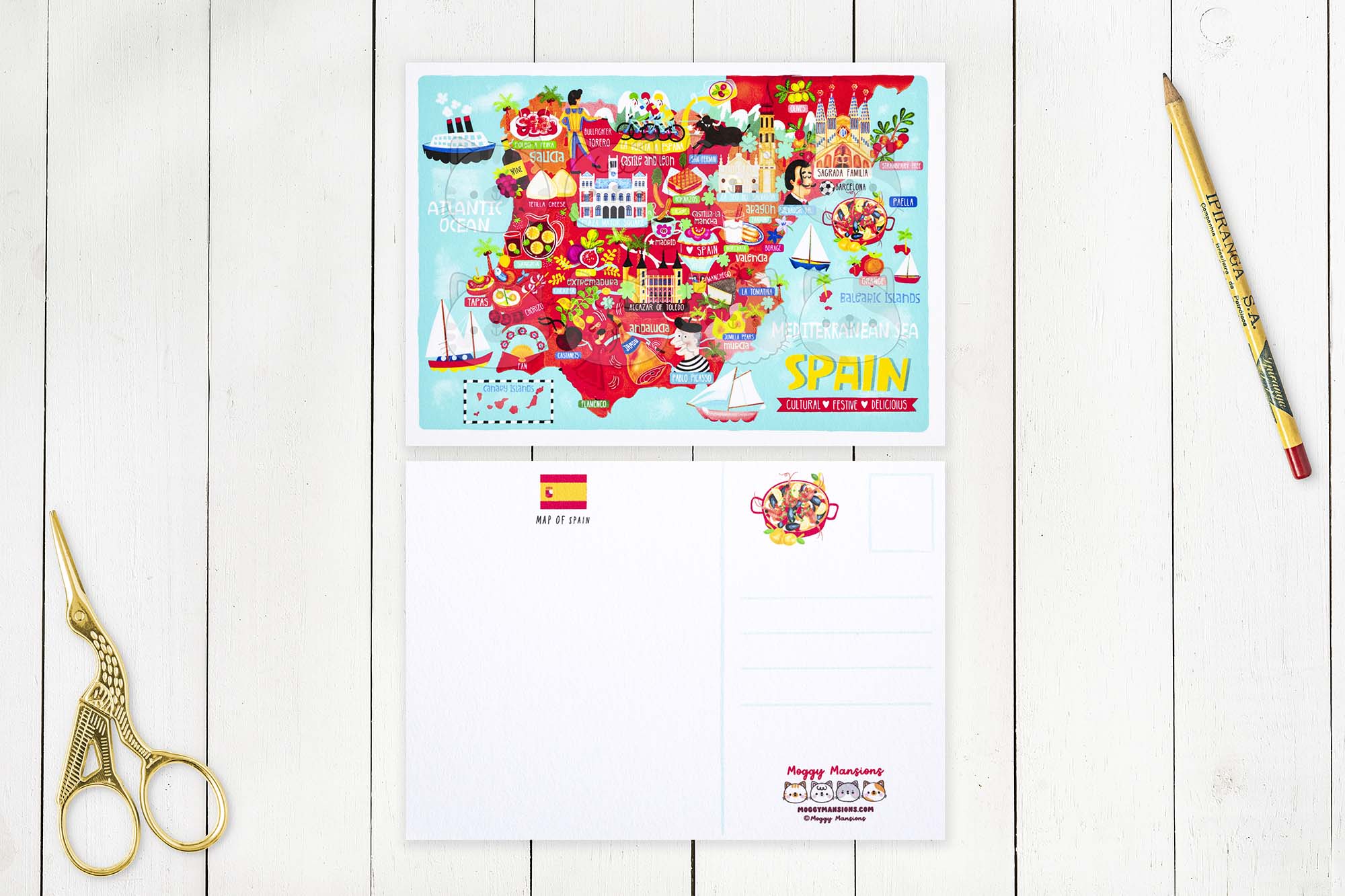 Spain map postcard