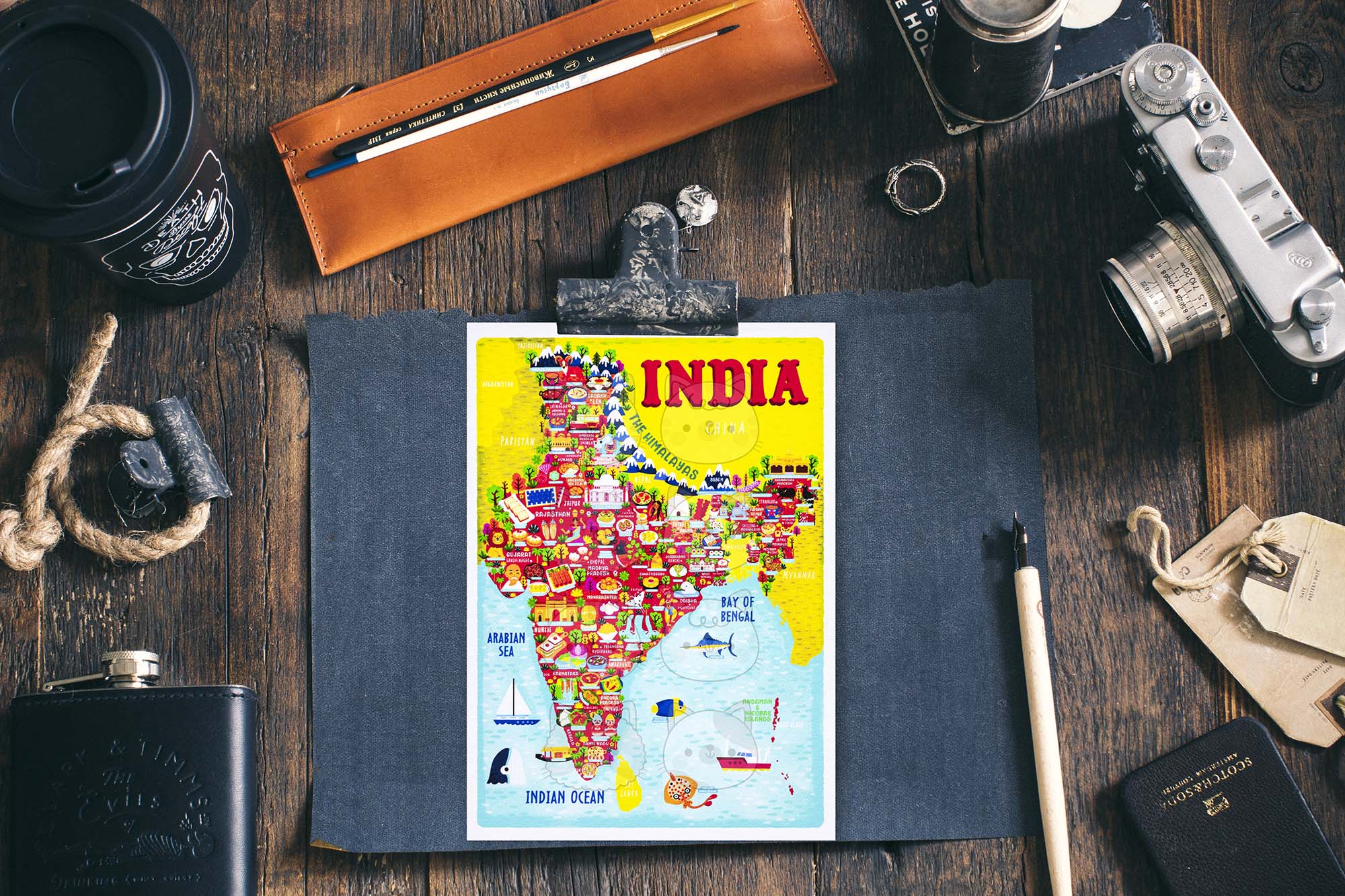India map postcard