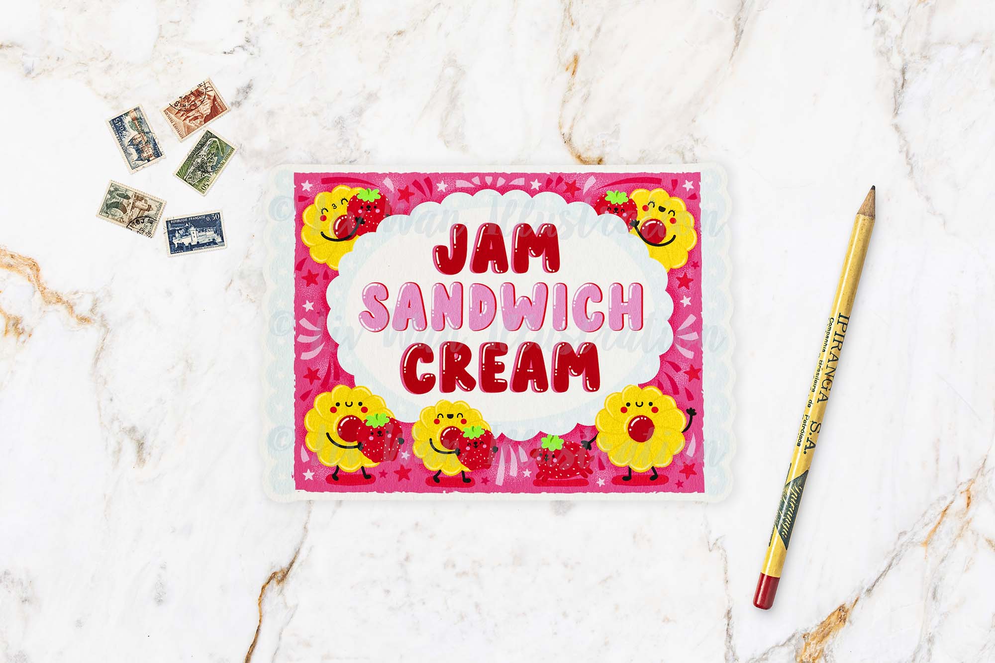 Jam and Cream Biscuits Postcard