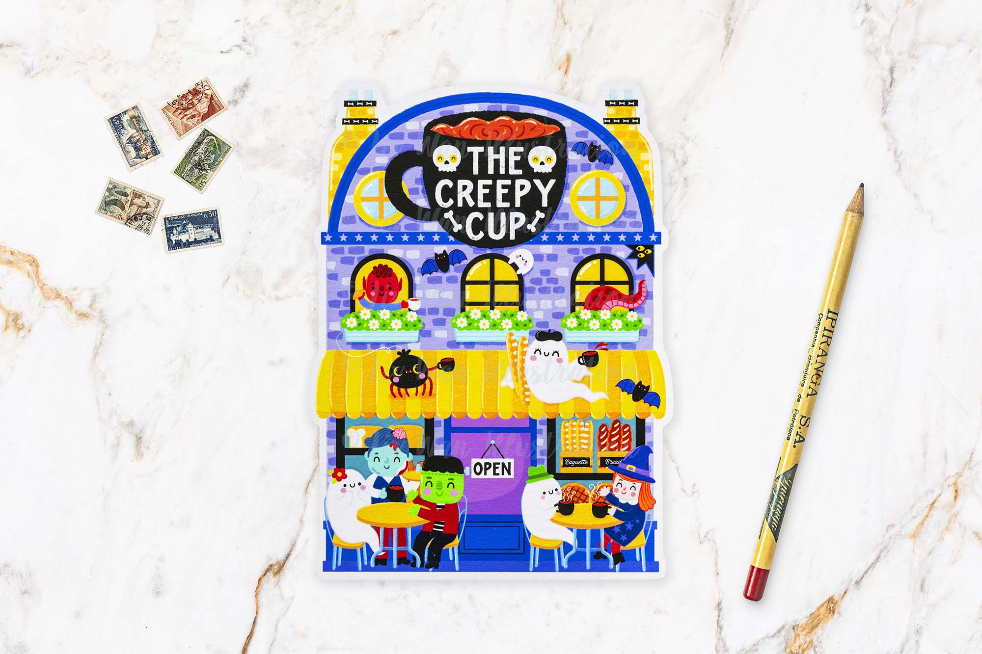 Halloween Cafe Postcard