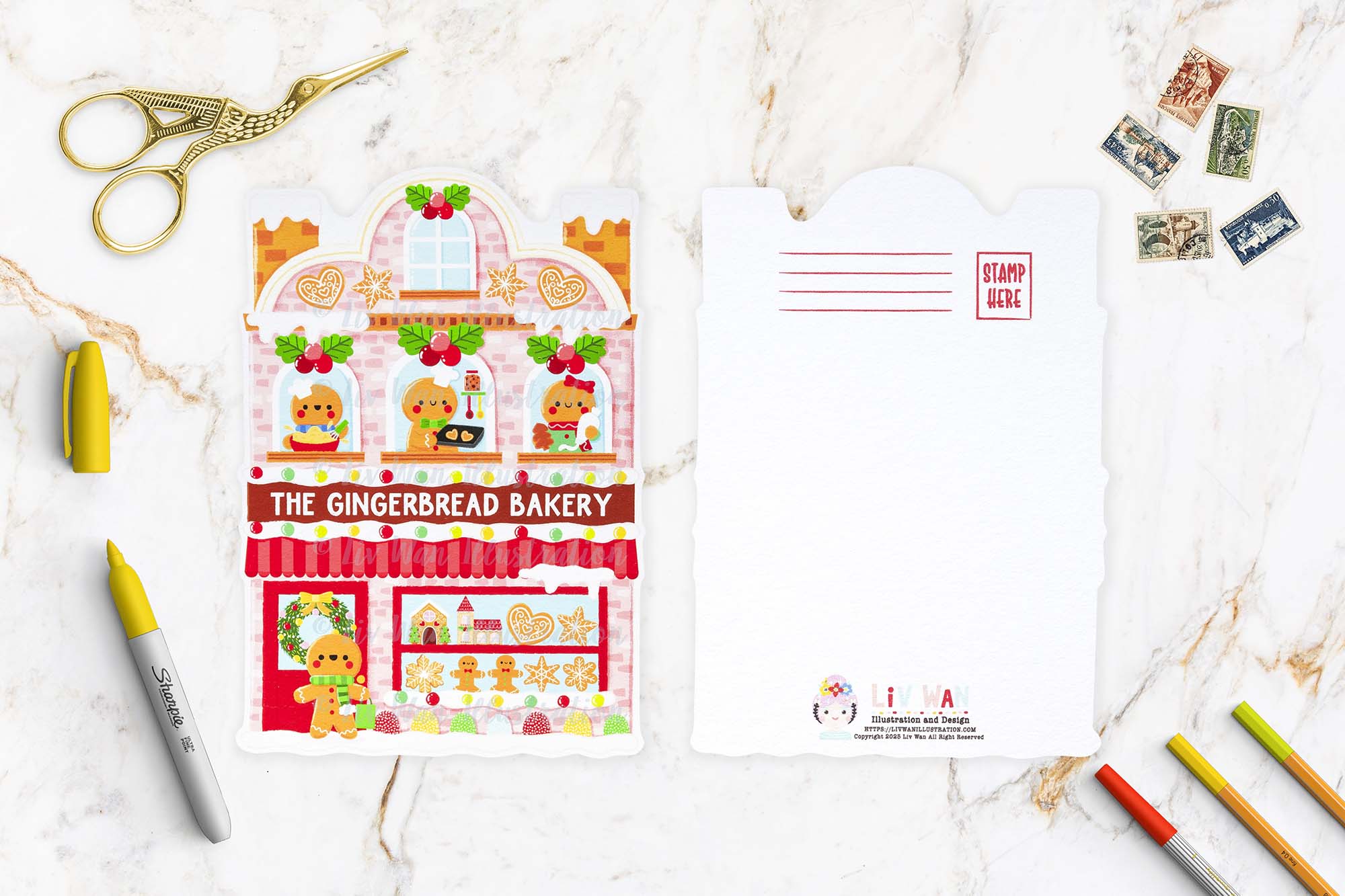 Gingerbread Bakery Postcard