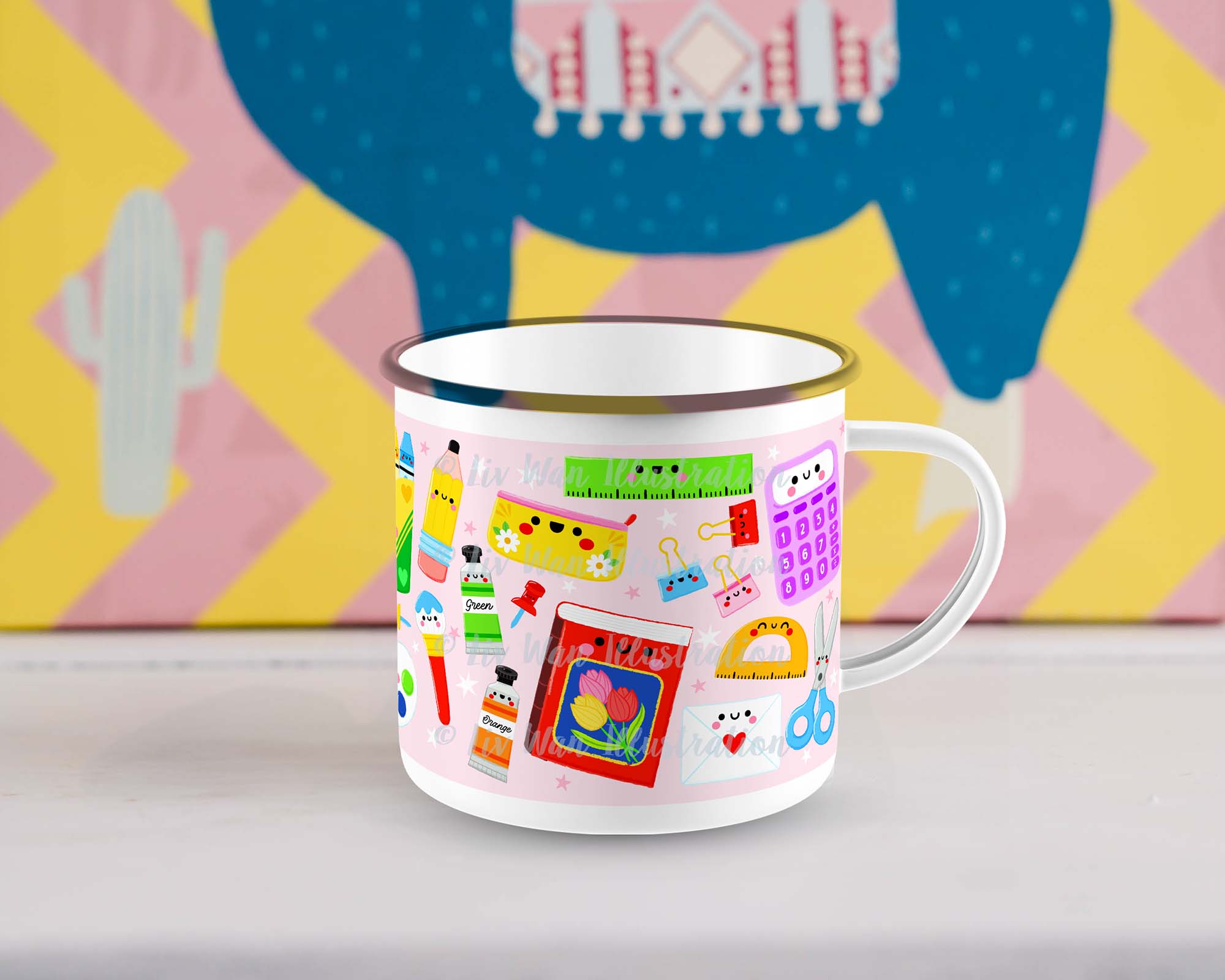Kawaii Stationery Camping Mug