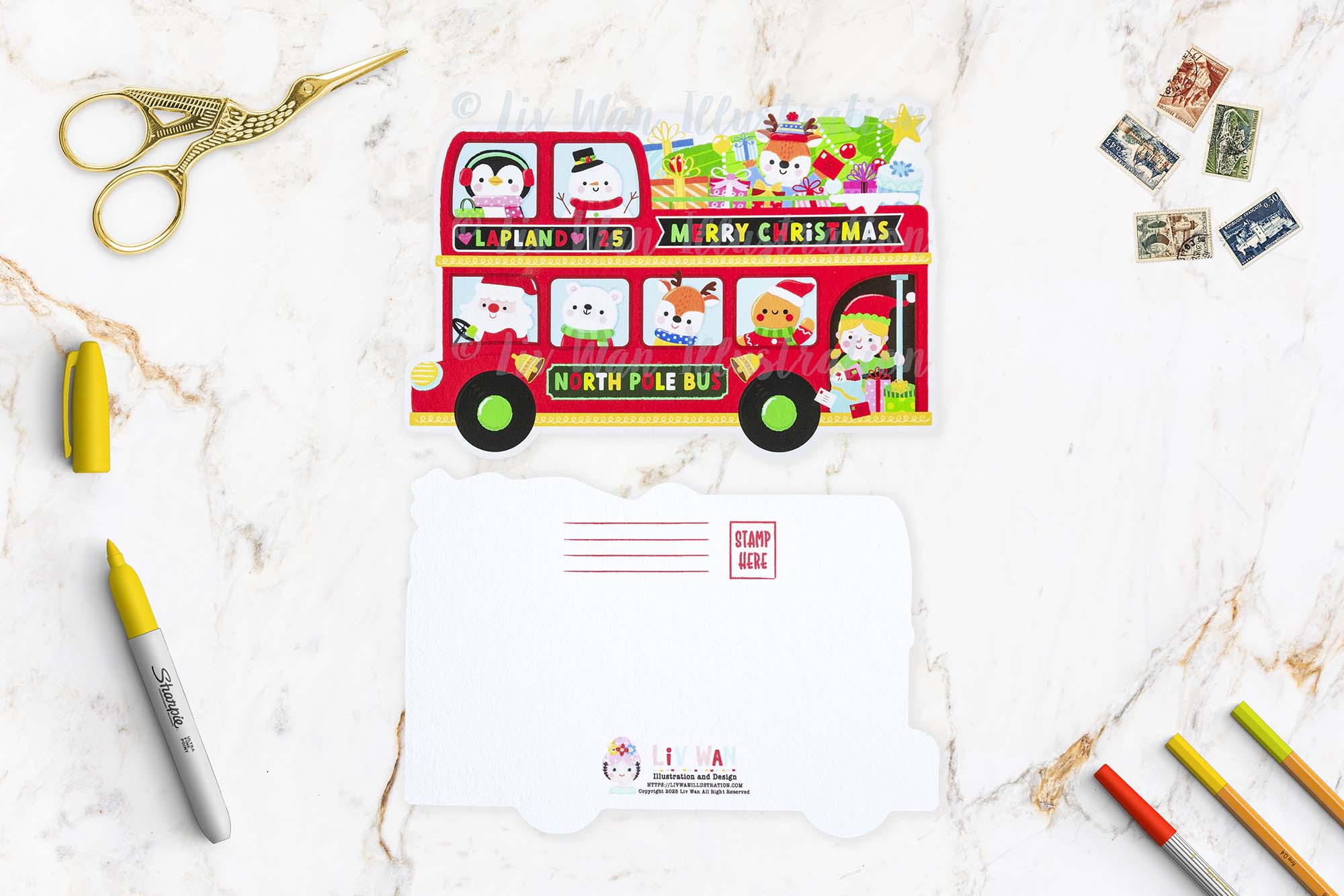 North Pole Bus Postcard