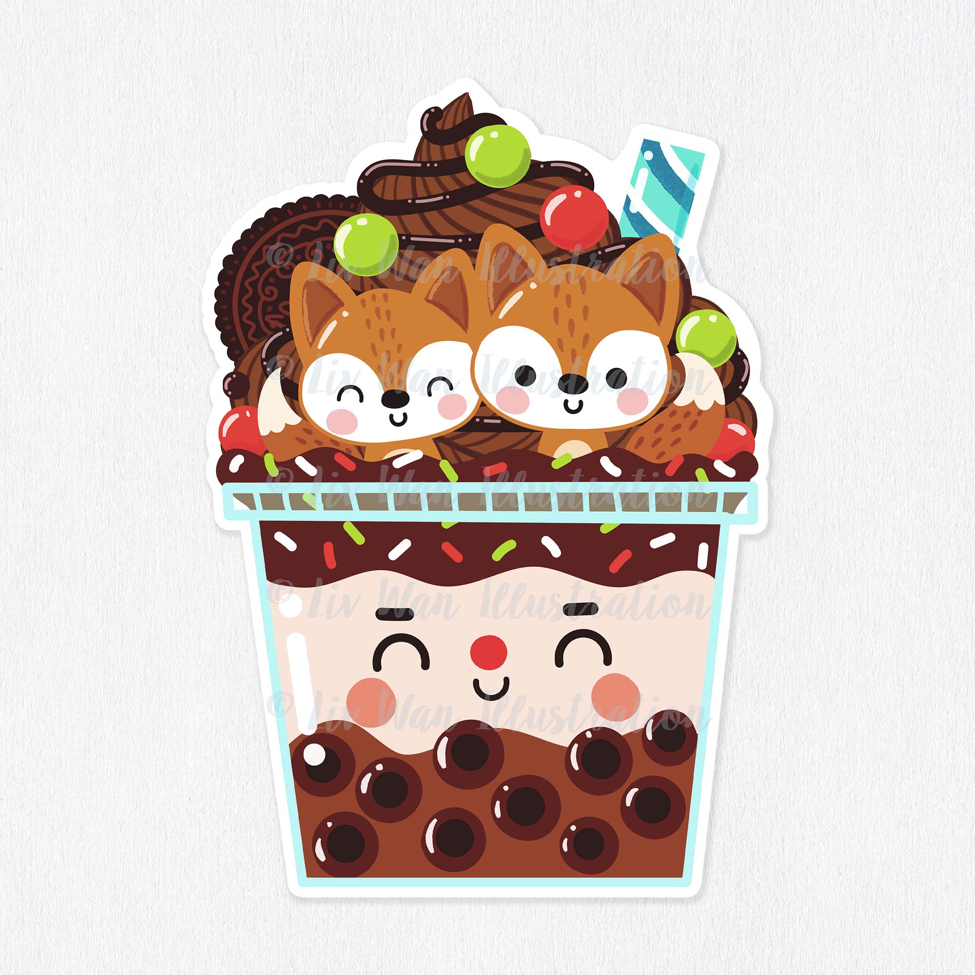 Chocolate Bubble Tea Sticker