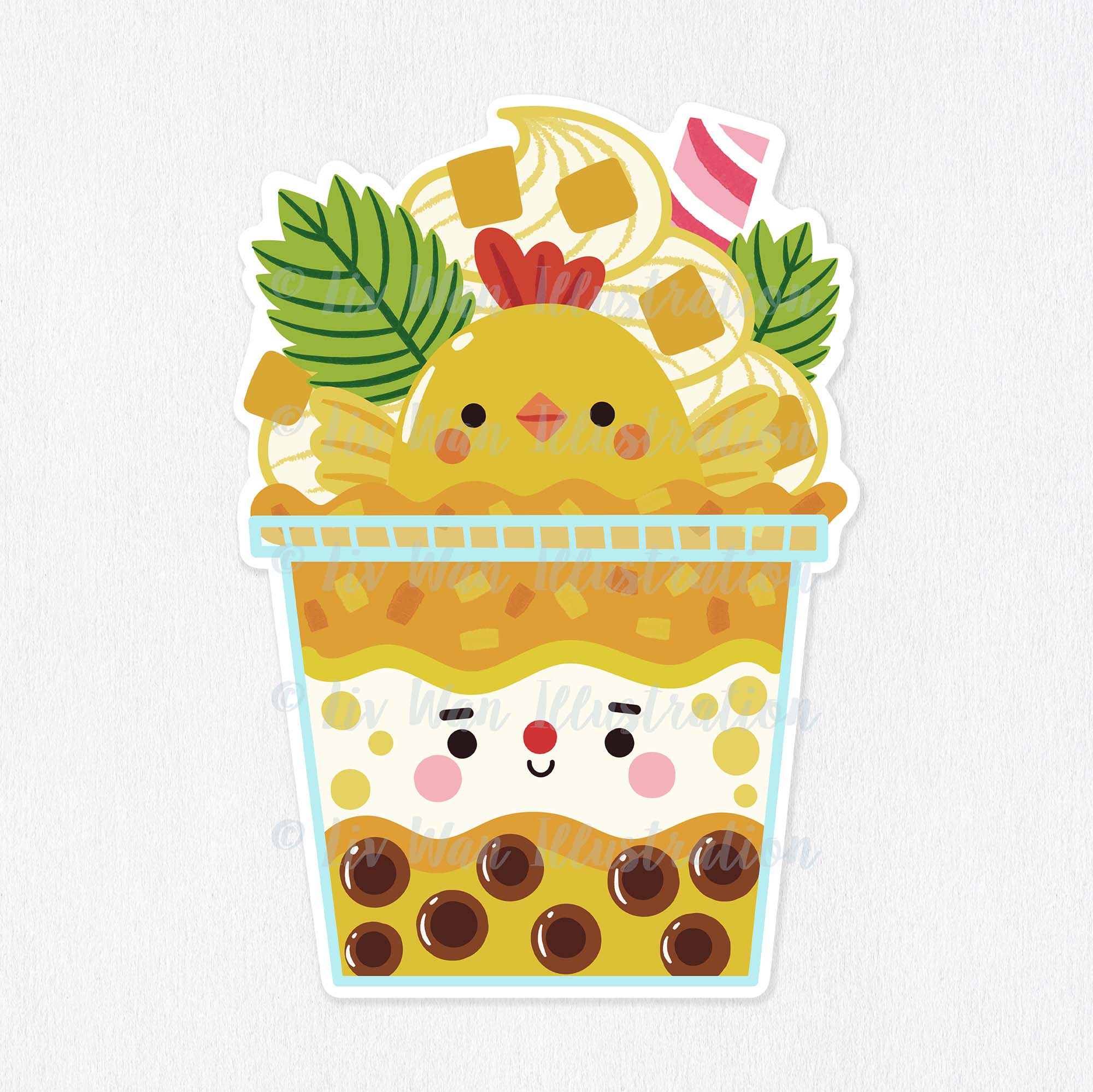 mango bubble tea sticker